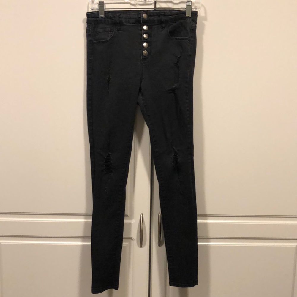 Empyre black jeans Women's 5 Drea High Rise skinny jean destroyed distressed EUC